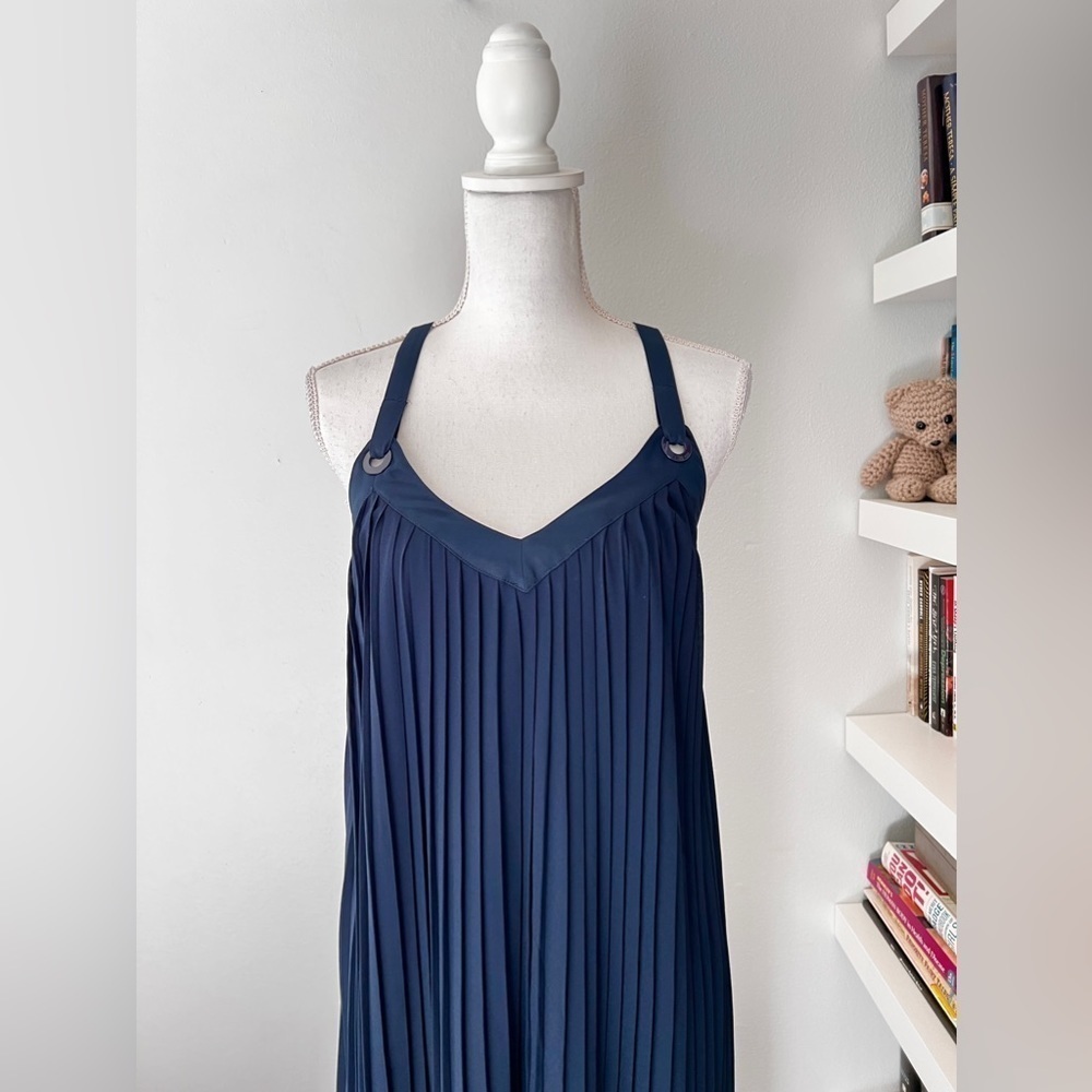 Michael Kors navy pleated maxi dress size small - Picture 4 of 14